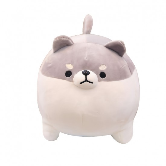 Pillow Plush, Stuffed Animal, Cute Fat Dog Plushy Soft Anime Hugging Cuddle Pet Throw Plushies, Cartoon Doggo Doll Toy, Best Gifts For Kids Girls Boys (Grey)