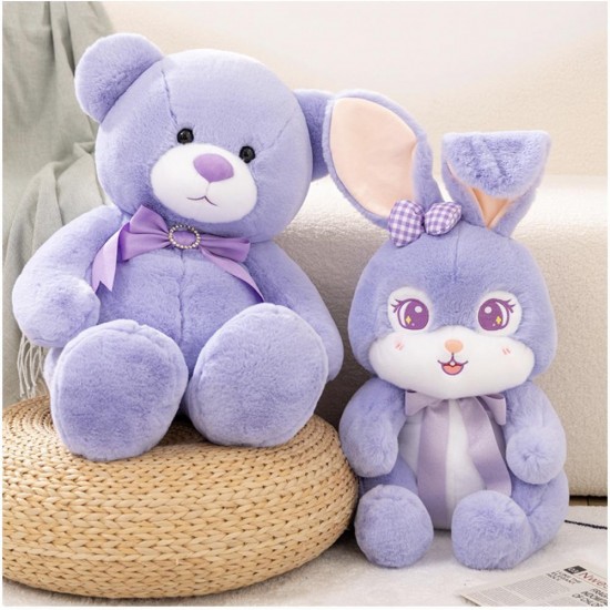 Purple Rabbit Bear Plush Toy, Cute Doll Pillow, Valentine's Day Gift