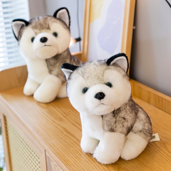 Cute Simulated Husky Doll Plush Toy,  Stuffed Animal Adorable Gifts For Kids Children