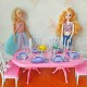 Barbie Doll Dining Girl Princess Overnight Role Playing Toy 6pcs 30cm/11.8" Doll Furniture